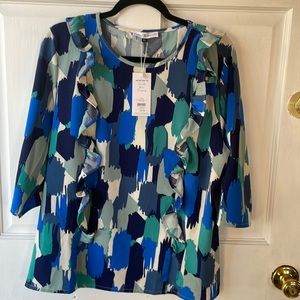 Catherines Blue and Green Brushstroke Blouse